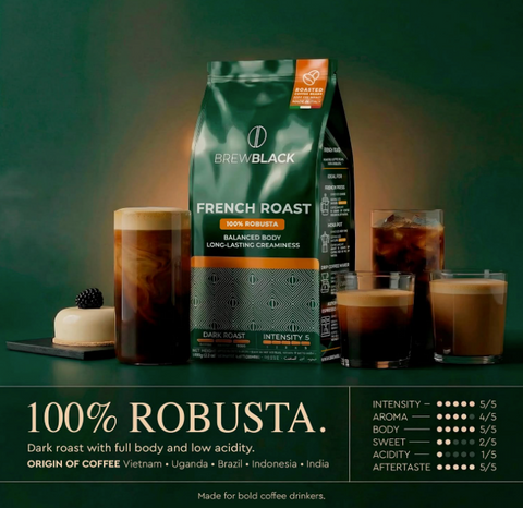 BrewBlack French Roast 100% Robusta